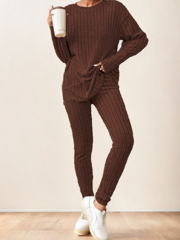 Women's Casual Solid Two-piece Pants Set