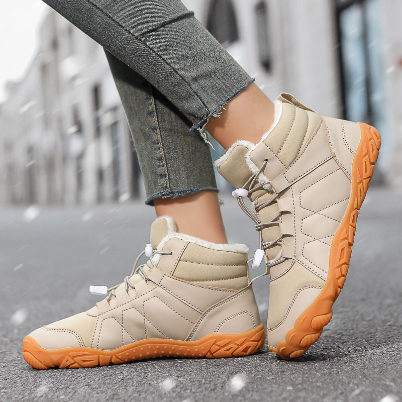 Men's Snow Boots Barefoot With Thick Fleece Sole