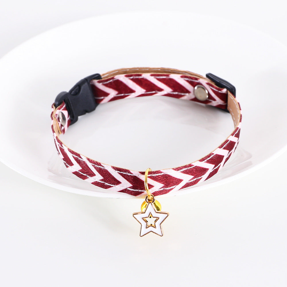 Pentagram Geometry Striped Bell Adjustable Pet Collar