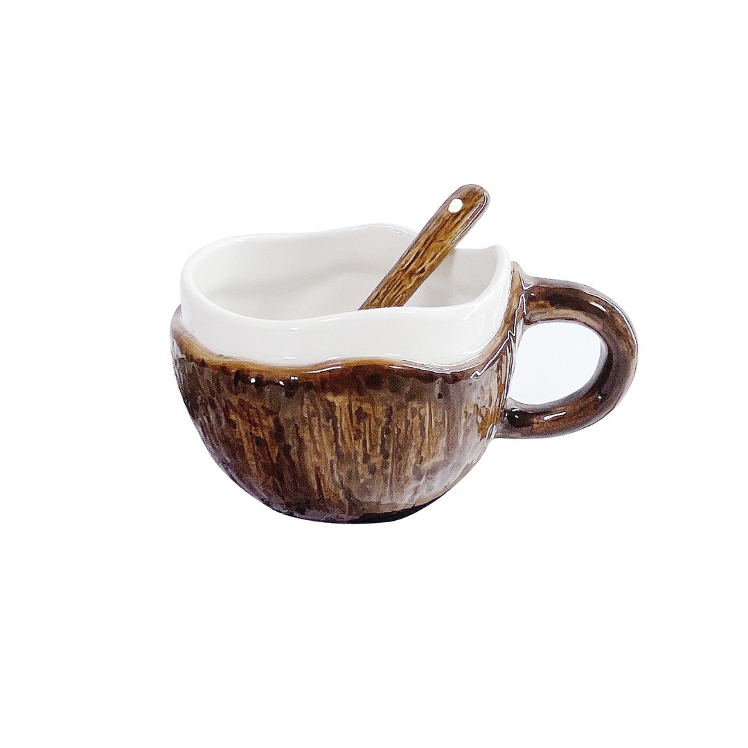 Vintage Hand-pinching Irregular Ceramic Mark Coconut Cup