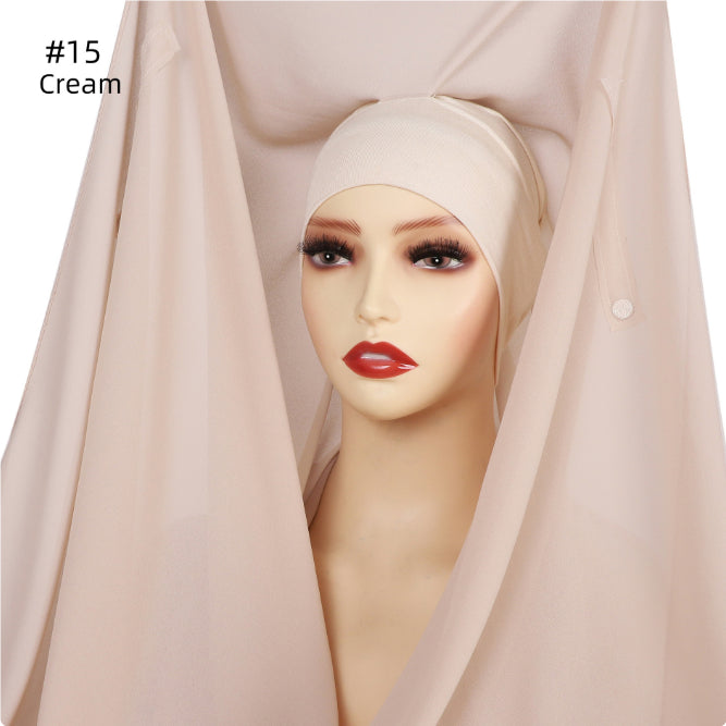 Pure Color Pearl Chiffon Scarf Plus The Same Color