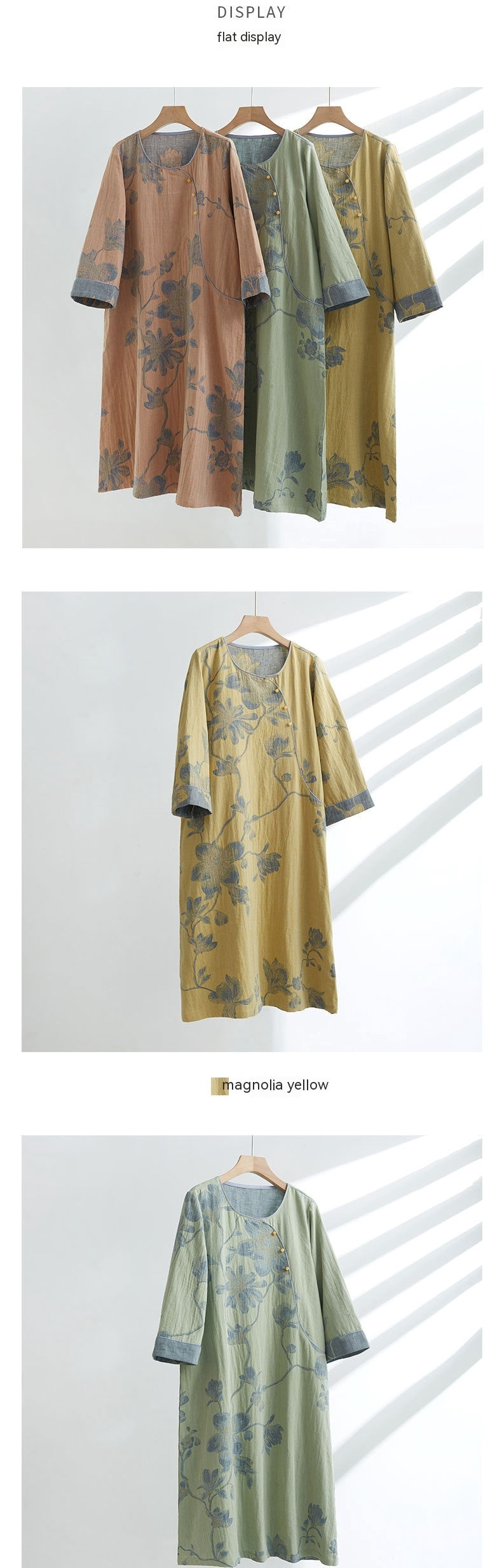 Women's Cotton Ancient Chinese Style Diagonal Double-layer Gauze Jacquard Long-sleeved Home Nightdress