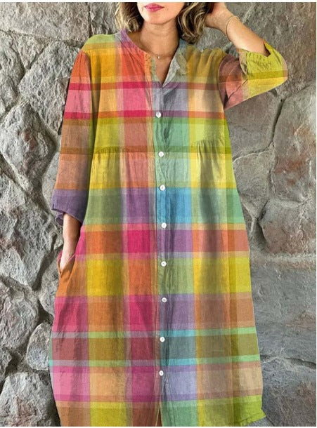 Loose Fashion Premium V-neck Print Dress