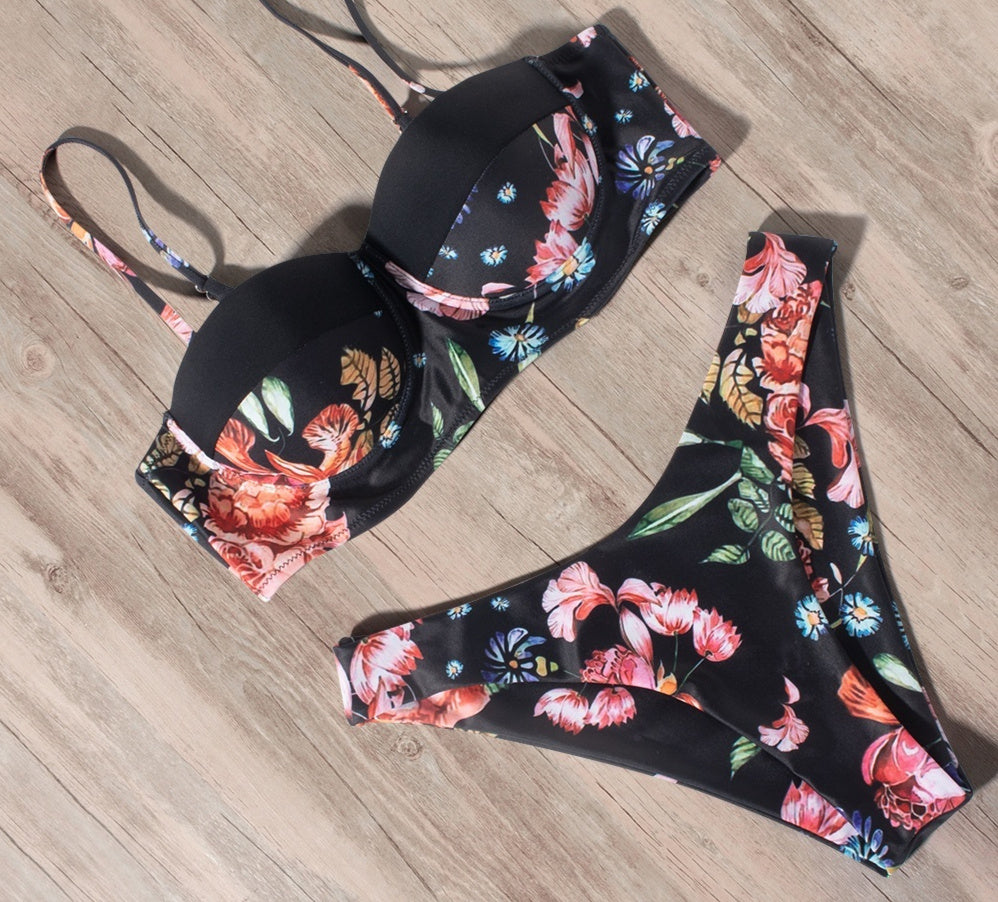 Split Bikini Sexy Steel Bracket Three-point Hot Spring Bathing Suit