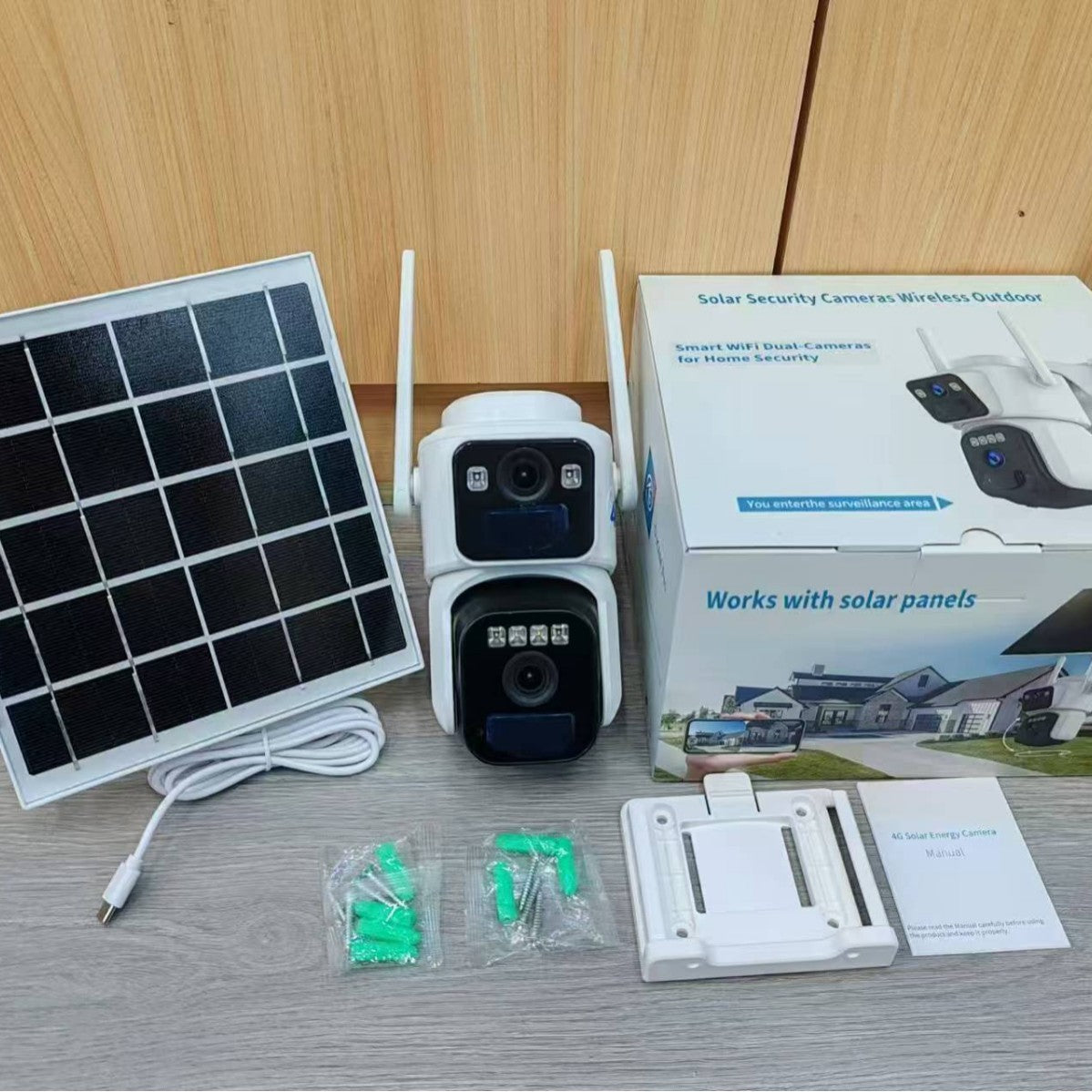 Dual-lens Cross-border Okam Eagle Look At 4G Solar Webcam Camera