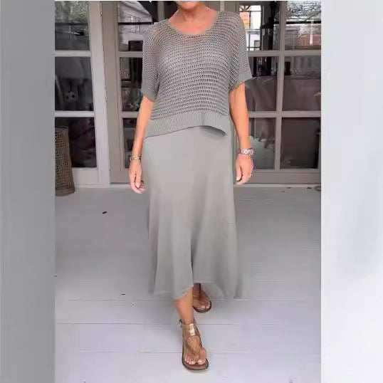 Ladies New Pure Knit Casual Solid Color Suit