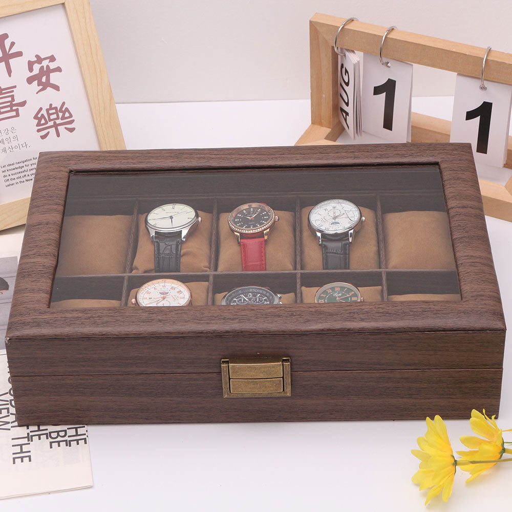 Light luxury wooden watch storage box with large capacity