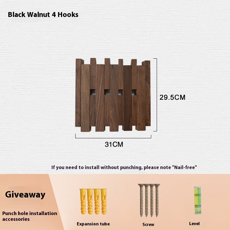 Clothes Hook Wall-mounted Entrance Hallway Hanger Punch-free Solid Wood Creative Keys Clothes
