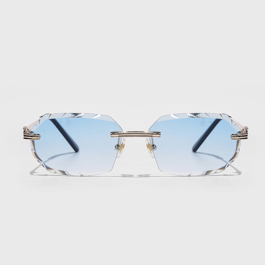 Metal Frameless Diamond Cut Sunglasses