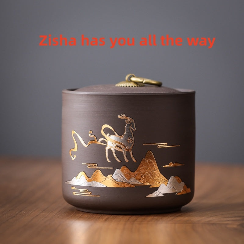 Enamel Ceramic Tea Cans Stoneware Sealed Cans Black Container Capacity