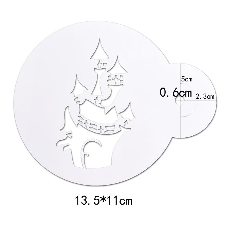 6 PCs Set Halloween Coffee Mold For Spraying Decoration Castle Spider Witch Latte Art Model Bat Castle Pumpkin Stencil