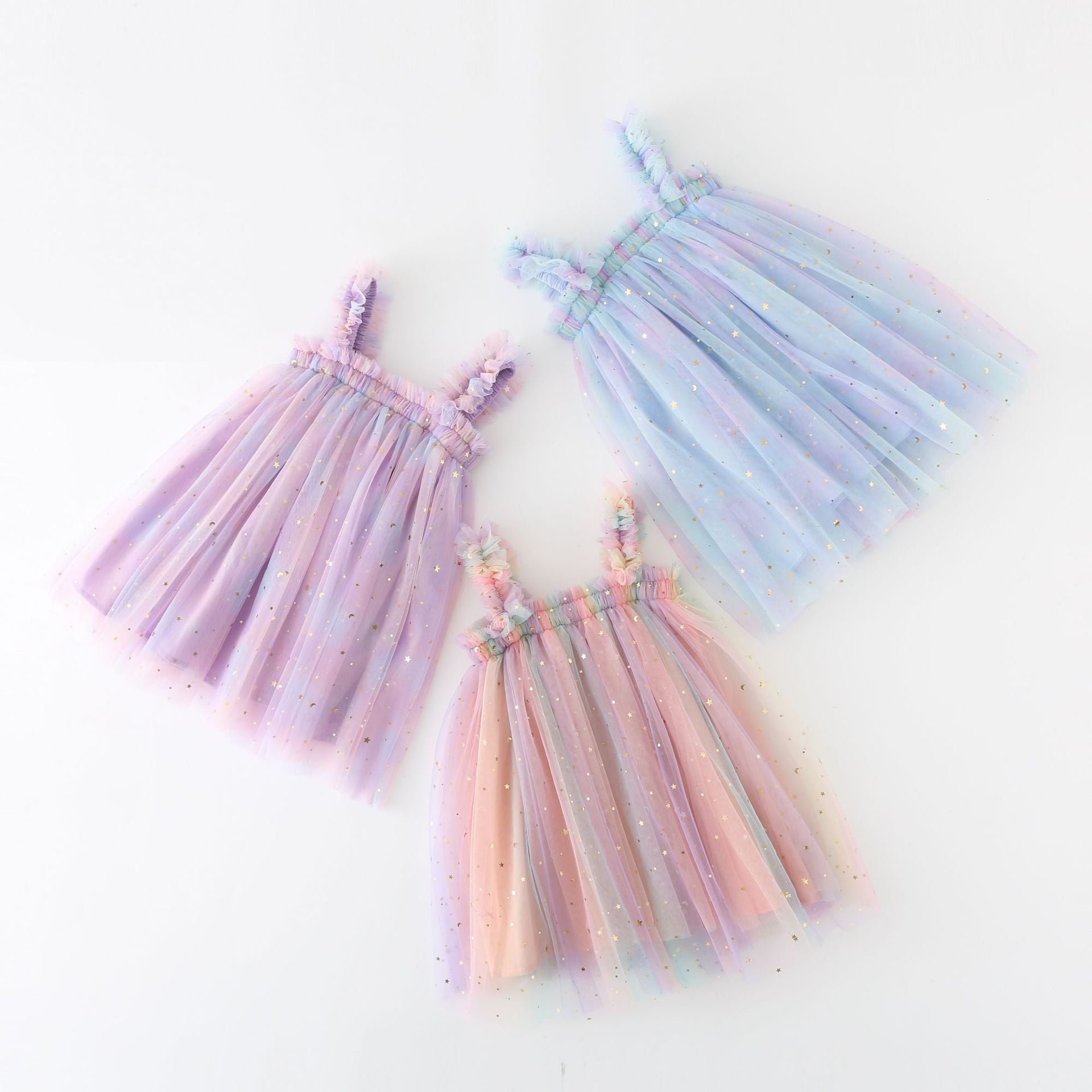 Sequined XINGX Rainbow Suspender Skirt Tulle Skirt
