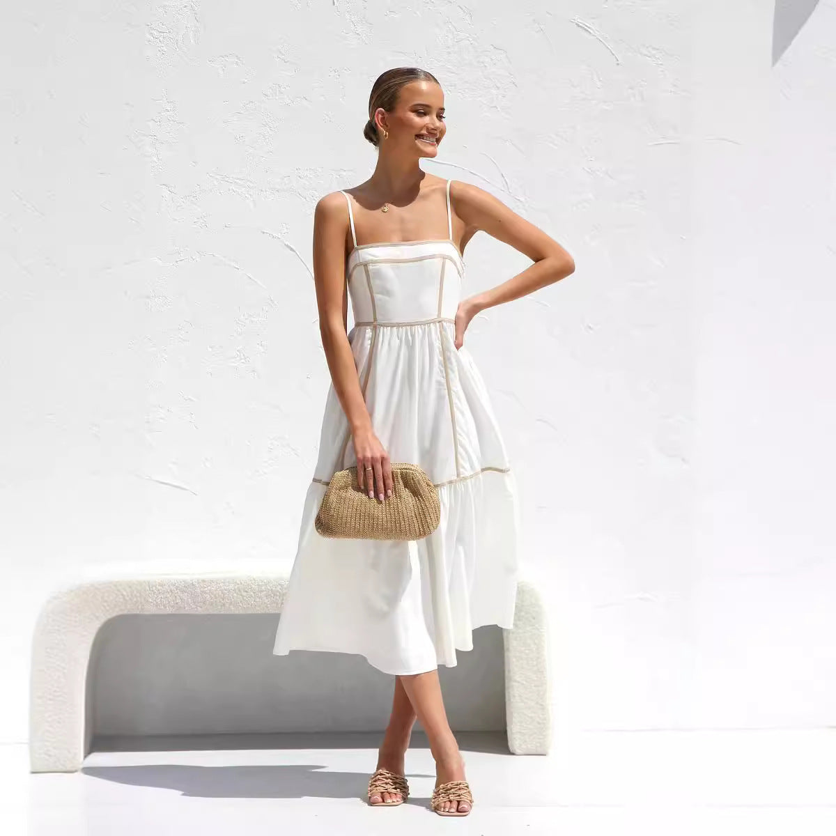 Sweet Mid-length Small Sling Dress