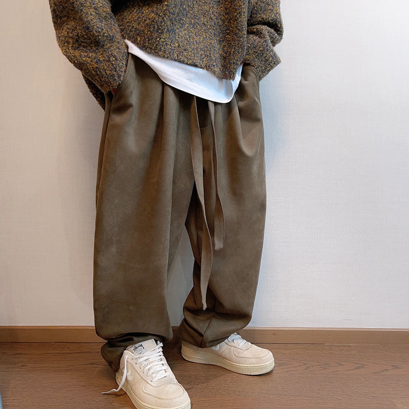 Men's Ribbon Suede Retro Matchet Pants