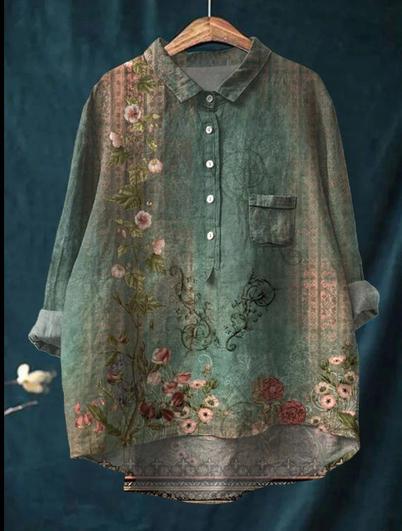 Loose Print Crew Neck Casual Plus Size Women's T-shirt