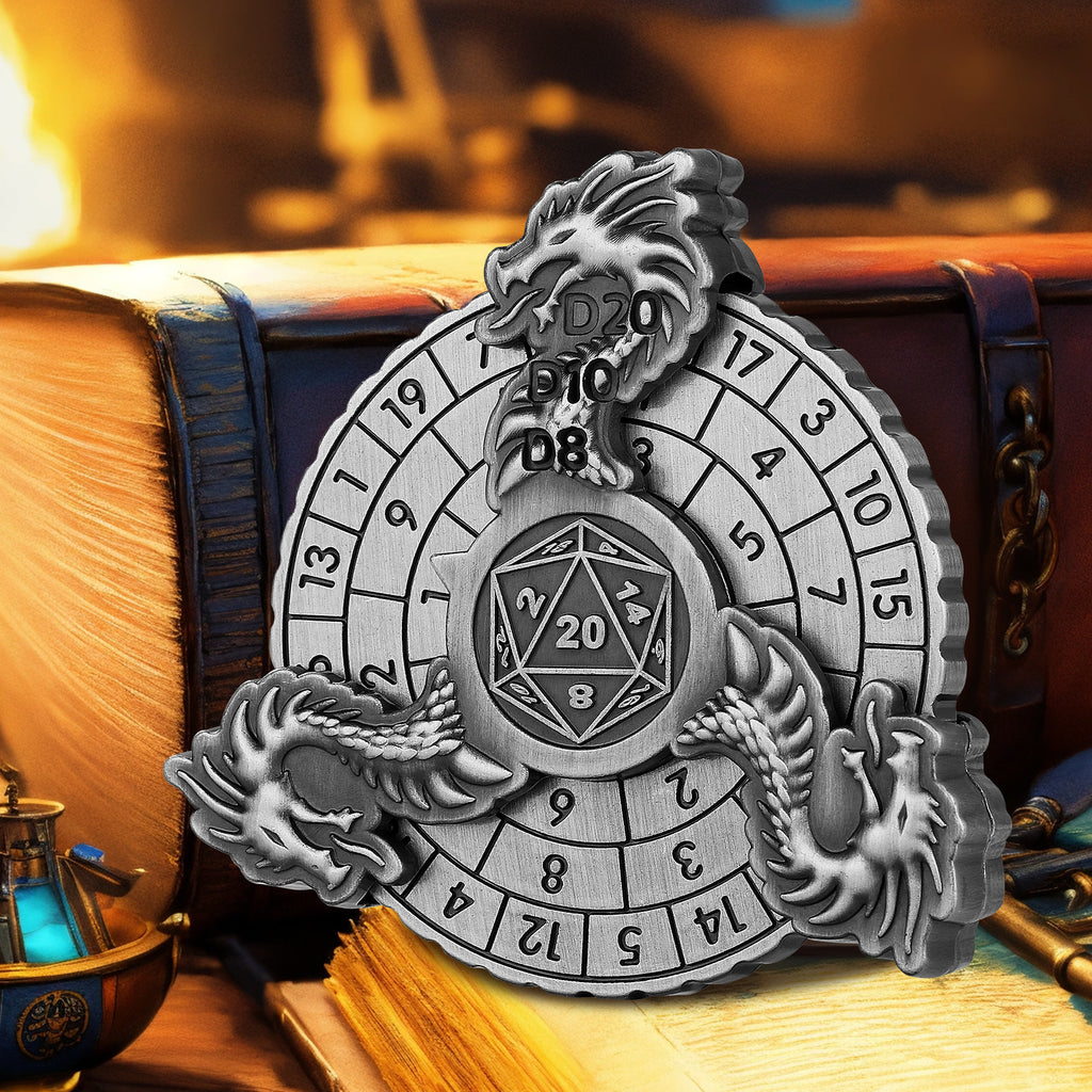 Retro Fantasy Style Turntable Dice Gift Box Set, Essential Creative Accessories For Board Games, Multi-faceted RPG Dice And Circular Scale Design - Advanced Tabletop Game Accessories And Collectibles