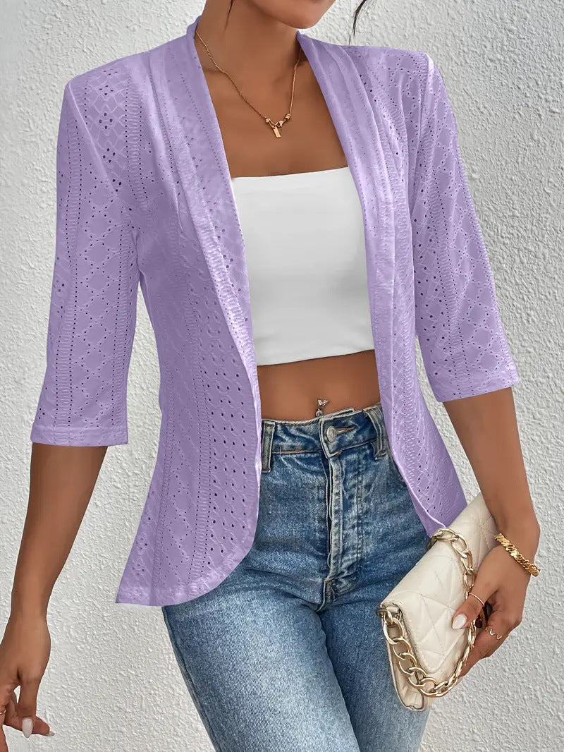 Women's Casual Half Sleeve Solid Color Thin Shawl Coat