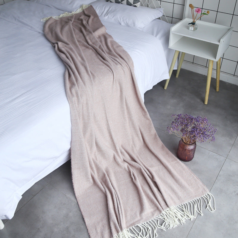 Nordic Style Solid Color Air Conditioning Blanket Blanket Sofa Blanket Mink Velvet