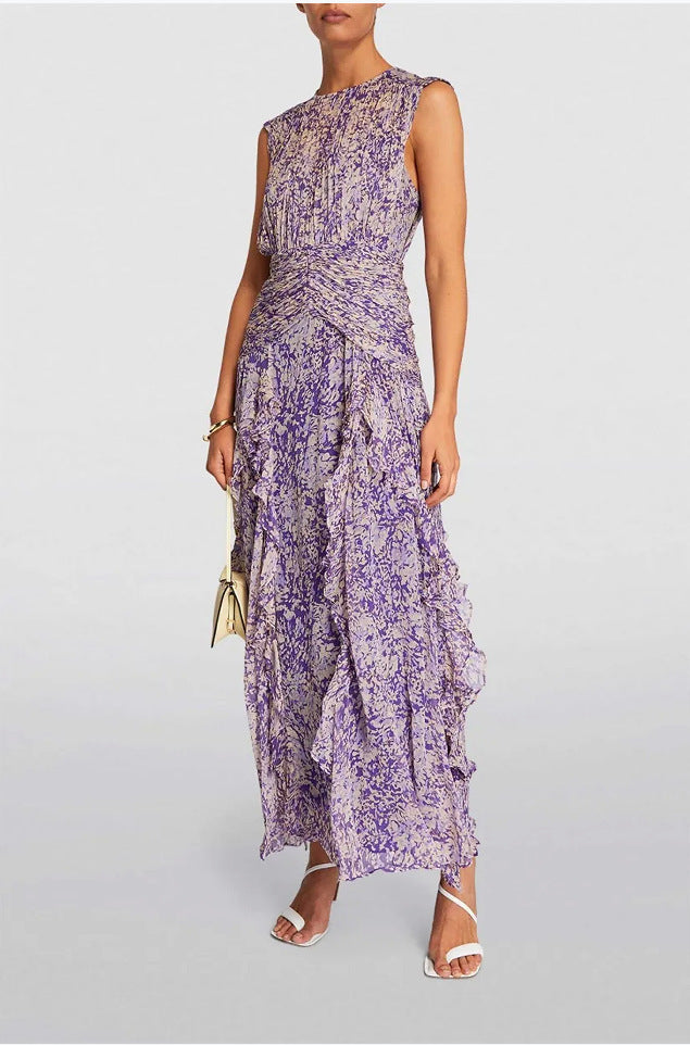 Spring And Summer Off-the-shoulder European And American Women's Clothing V-neck Chiffon Dress