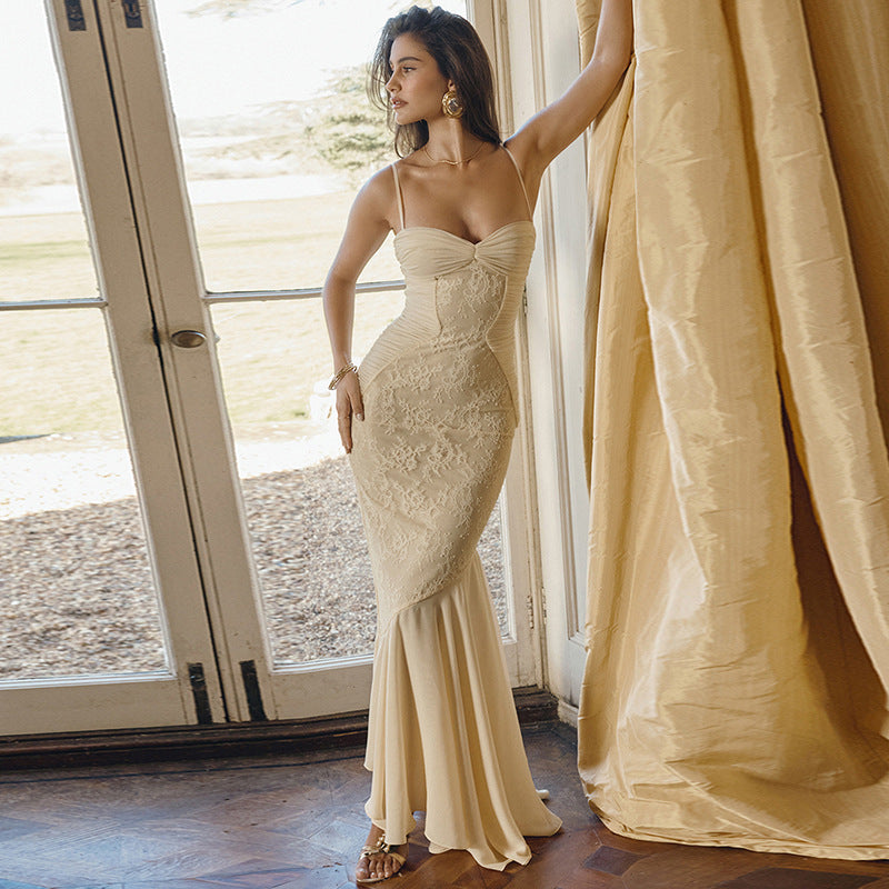 Spring And Summer Women's Clothing French Style Lightly Mature Suspender Dress