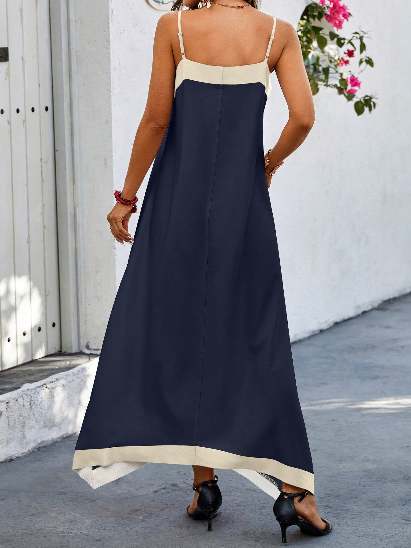 Women Two-Tone Sleeveless Casual Summer Dress Maxi Women Outfit