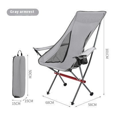 Outdoor Camping Aluminum High Strap Armrest Folding Chair