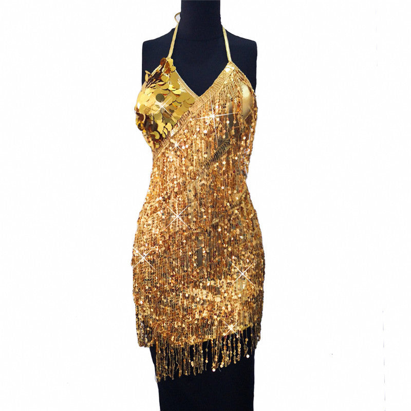 Currency Source Hot Sale Nightclub Women's Show Sequin Fringed Dress