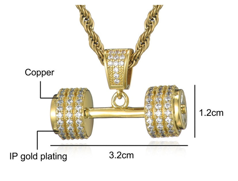 Diamond Full Zircon Trend Dumbbell Pendant