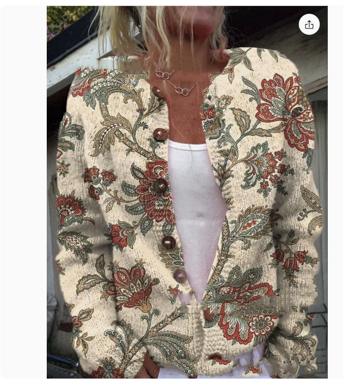 3D Digital Printing Cardigan Knitted Coat Women's Clothing