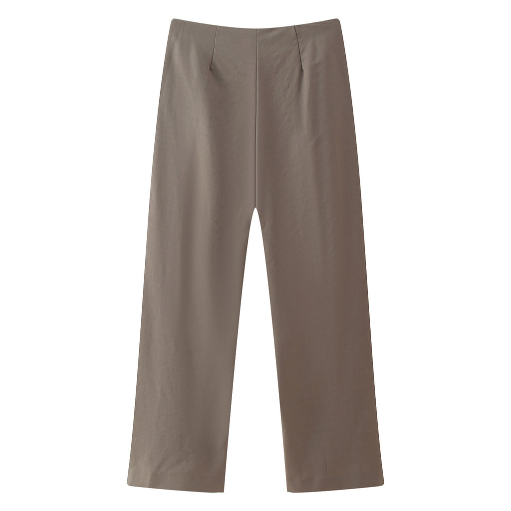 Autumn Women's Wool Hanging Collar Top And Trousers Suit