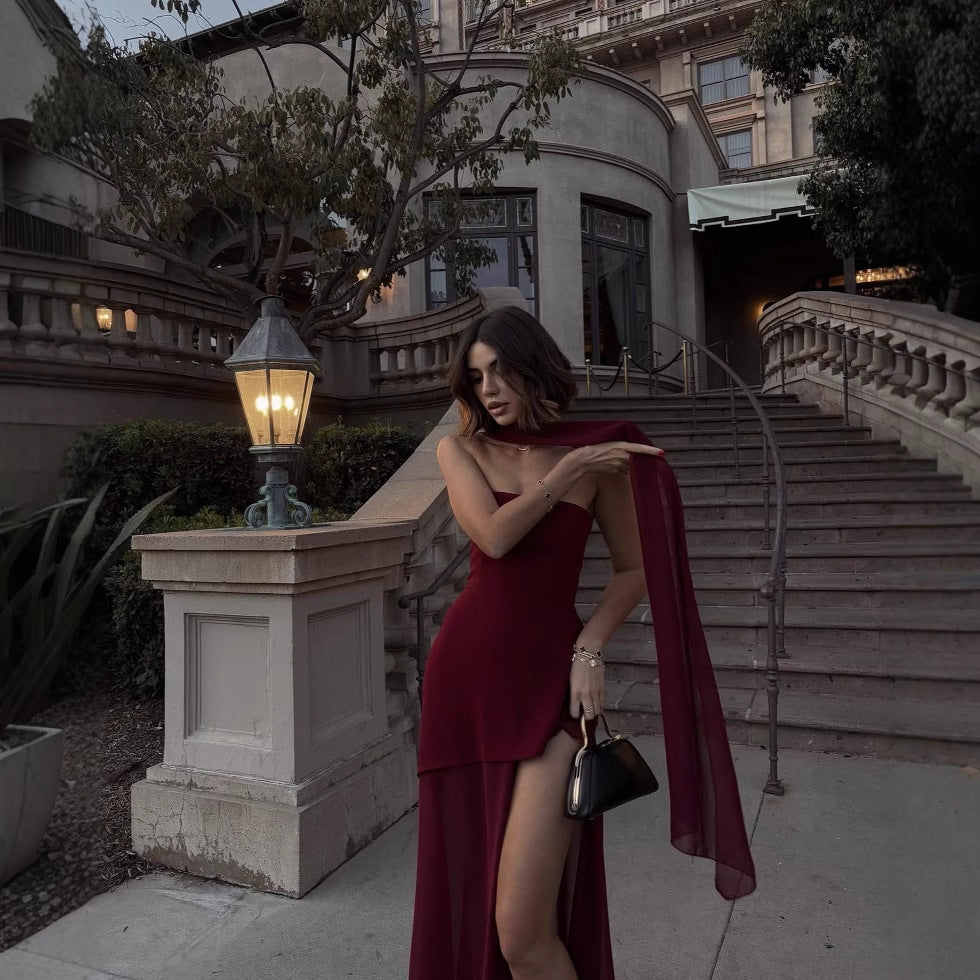 Graceful And Fashionable Tube Top Off-shoulder Sleeveless Dress