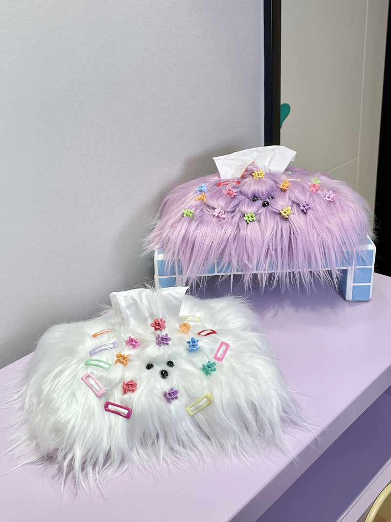 Dopamine Creative Cute Long Haired Dog Living Room Car Drawing Box