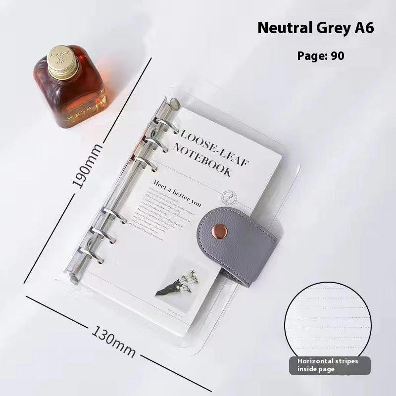 Simple Transparent Pvc Transparent Shell Loose Spiral Notebook Removable