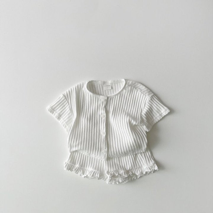 Baby Boy And Baby Girl Striped Knitted Short-sleeved Cardigan Coat Shorts Two-piece Set