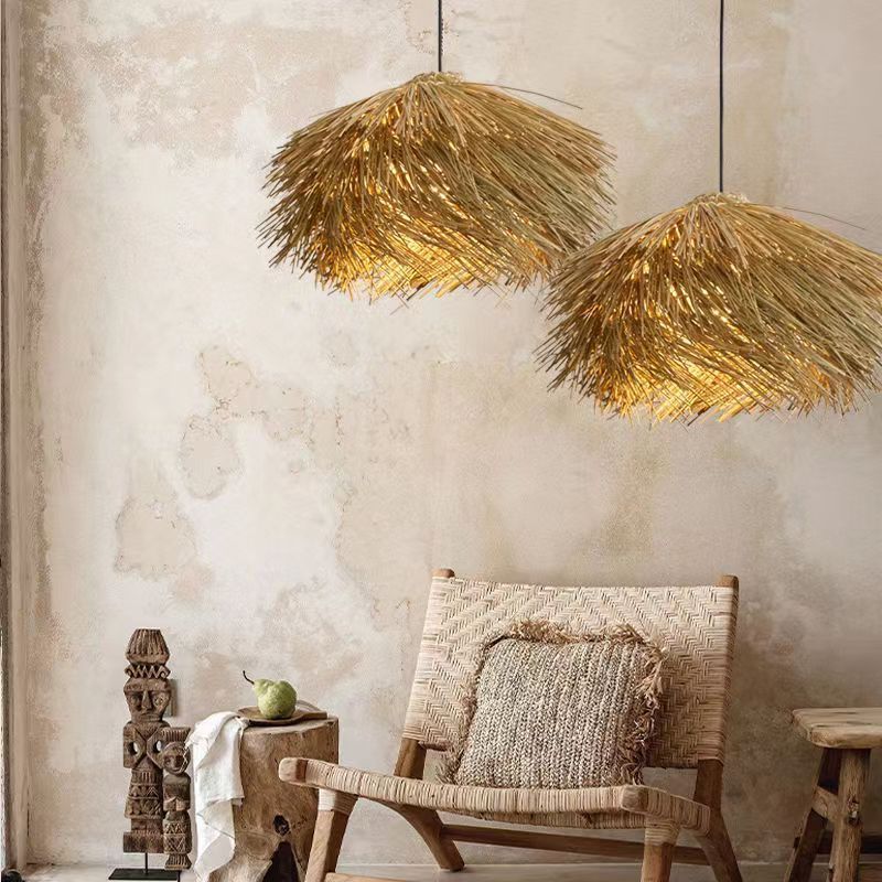 Rattan Ceiling Lamp Vintage Rattan Chinese Style Chandelier